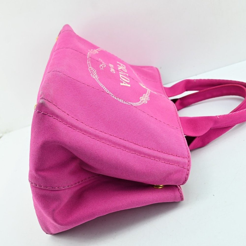 Auth Prada Canapa Hand Bag Pink Canvas #36583P34B - Picture 7 of 12